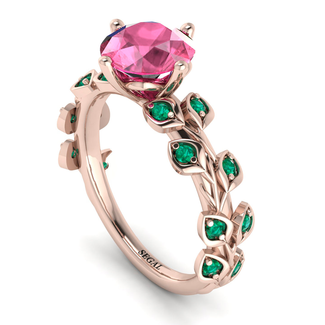 Leaves All Around Pink Moissanite Ring - Sydney 2ct  No. 805